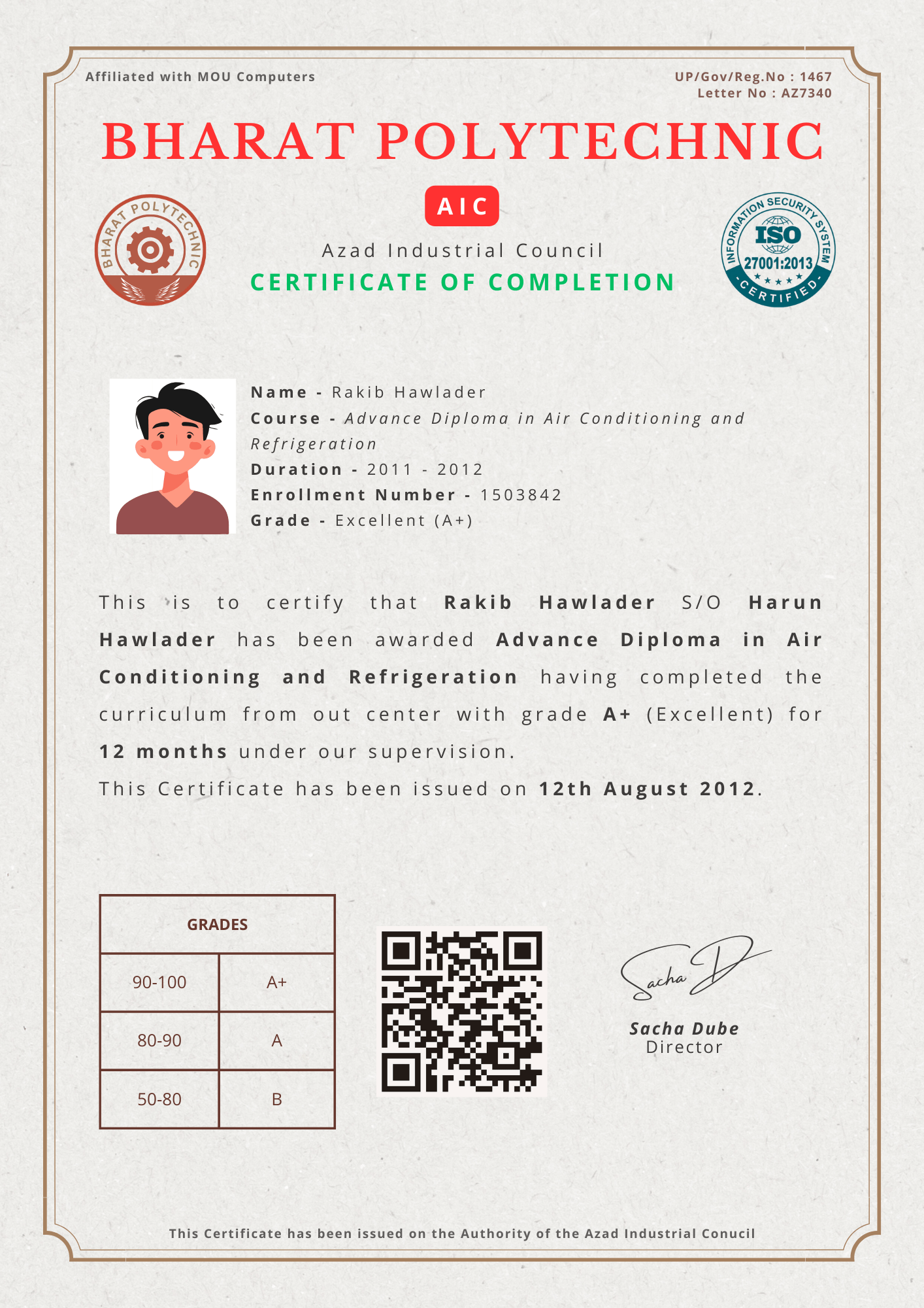 Diploma Certificate & Marksheet Template (PowerPoint) - Image 3