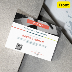 Technical Course Certificate Template (PPTX, Front & Back)